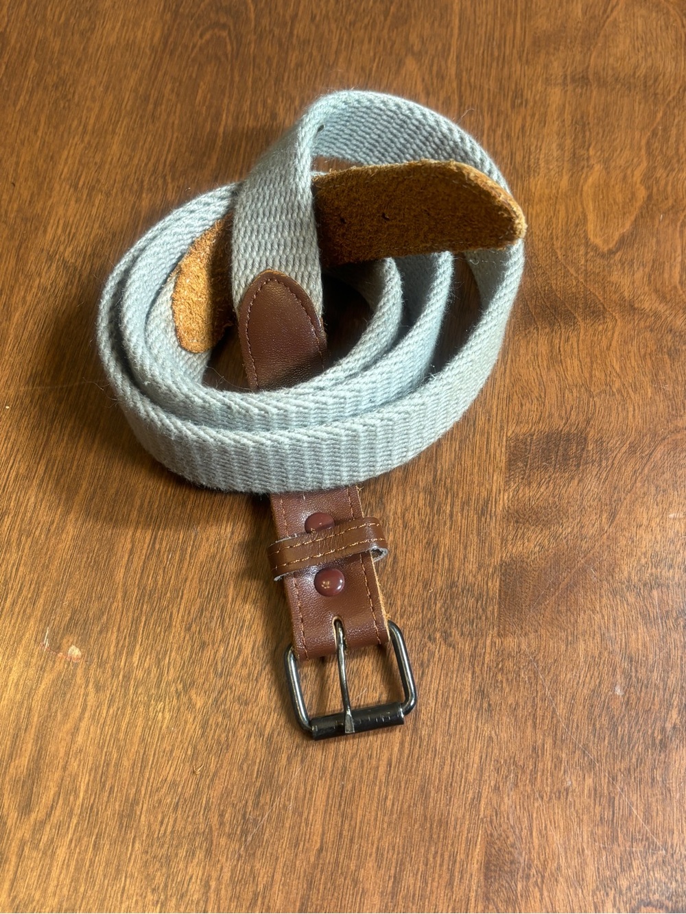 Men's Casual Woven Canvas Belt Size 40 Webbed Leather Trim Preppy